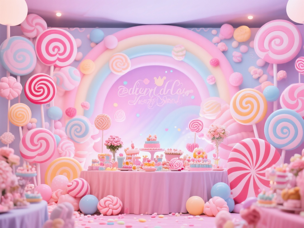 一个糖果派对能让人仿佛置身于一个甜蜜的梦幻世界，而