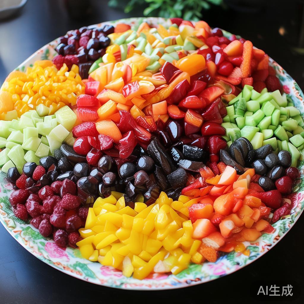 打造创意十足的糖果派对甜点:简单又好玩的制作指南 采用各种新鲜水果和果酱,切成小块,搭配多色糖果点缀