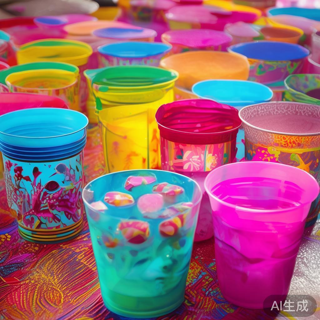 以“创意糖果派对专用彩色塑料杯子多款可选”为中心，