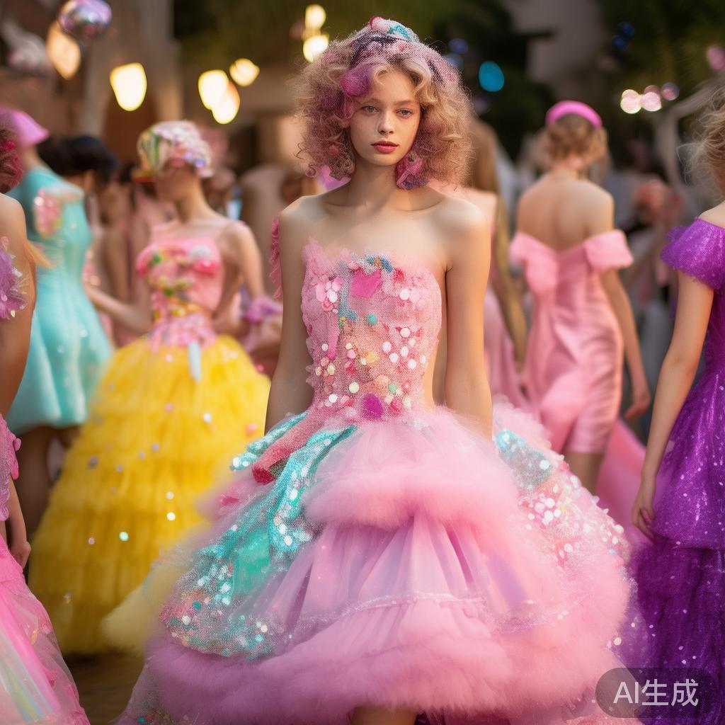 糖果派对模特精彩亮相全场吸睛,精彩瞬间全景欣赏 在这场派对中,模特们的服装设计都充满了童话气息。糖